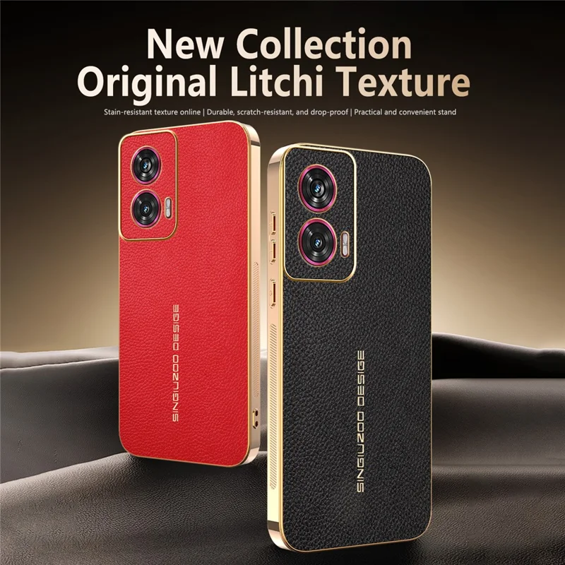 Phone Case For Motorola Edge 50 Fusion 5G  /  G96 5G Anti Scratch Litchi Texture TPU Leather PU Phone Back Cover - Black