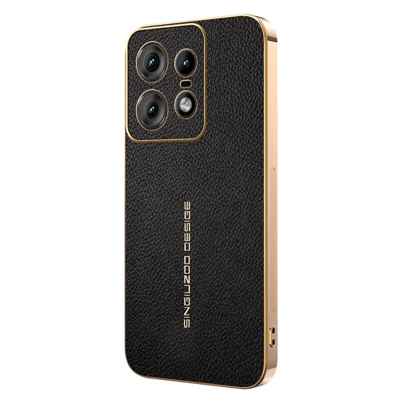 Für Motorola Edge 50 Pro 5G Hülle Anti-Scratch Leder-Optik TPU Leder PU Handy-Rückseite - Schwarz