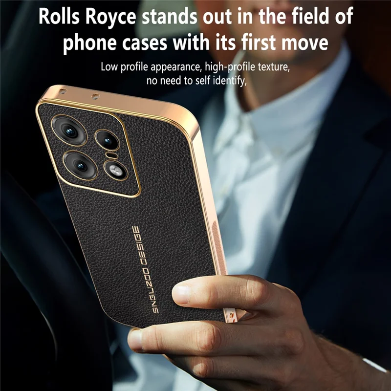 Für Motorola Edge 50 Pro 5G Hülle Anti-Scratch Leder-Optik TPU Leder PU Handy-Rückseite - Schwarz