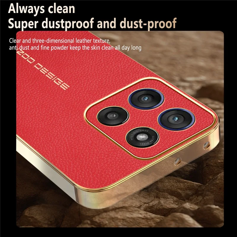 For Motorola Moto G56 5G Case Anti Scratch Litchi Texture TPU Leather PU Phone Back Cover - Red