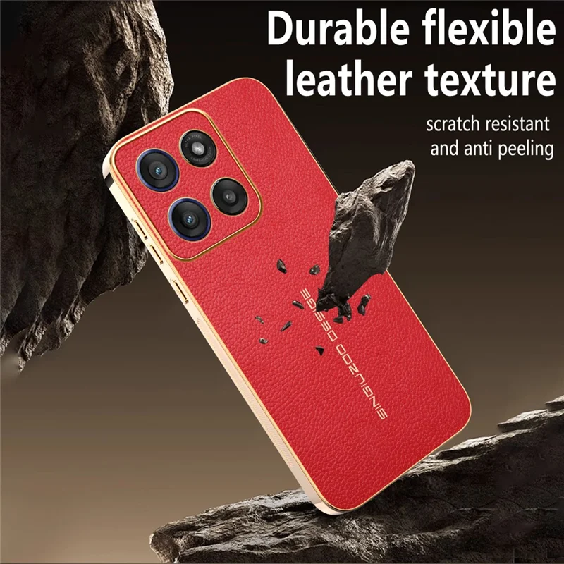 For Motorola Moto G56 5G Case Anti Scratch Litchi Texture TPU Leather PU Phone Back Cover - Red