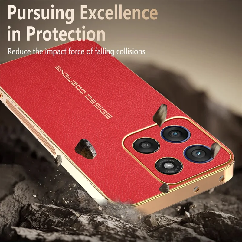 For Motorola Moto G56 5G Case Anti Scratch Litchi Texture TPU Leather PU Phone Back Cover - Red