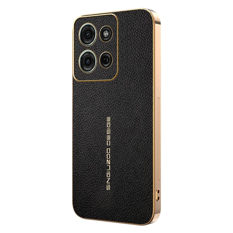 For Motorola Moto G75 5G Case Anti Scratch Litchi Texture TPU Leather PU Phone Back Cover - Black