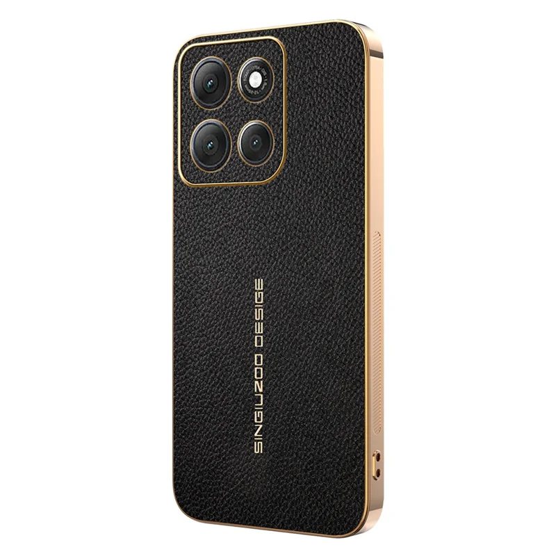 For Motorola Moto G86 Power 5G Case Anti Scratch Litchi Texture TPU Leather PU Phone Back Cover - Black