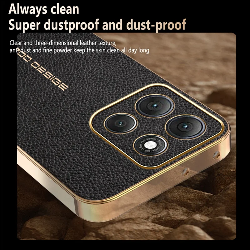 For Motorola Moto G86 Power 5G Case Anti Scratch Litchi Texture TPU Leather PU Phone Back Cover - Black