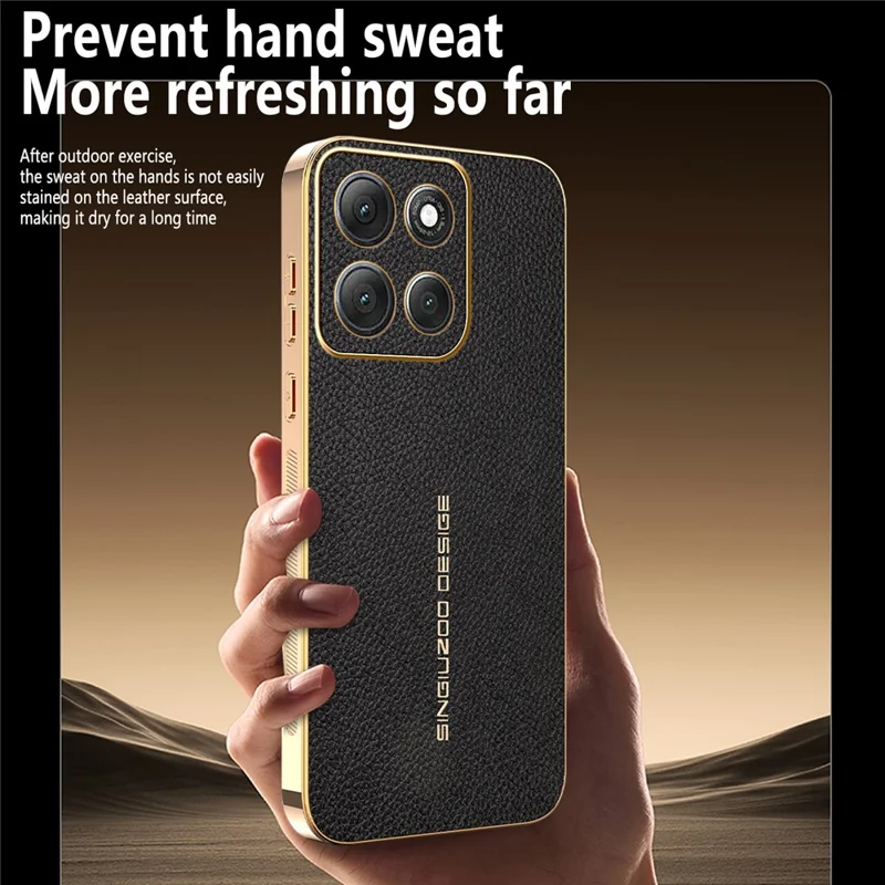 For Motorola Moto G86 Power 5G Case Anti Scratch Litchi Texture TPU Leather PU Phone Back Cover - Black