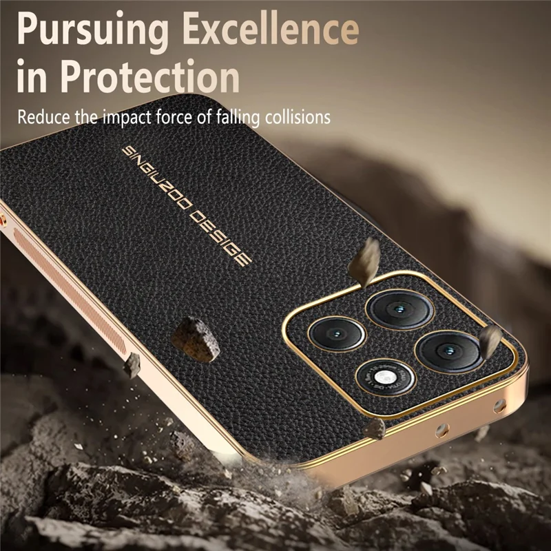 For Motorola Moto G86 Power 5G Case Anti Scratch Litchi Texture TPU Leather PU Phone Back Cover - Black