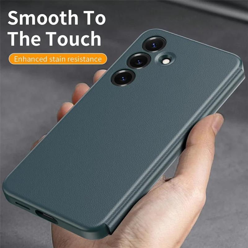 For Samsung Galaxy S24 FE Case Smart View Window Leather Phone Cover - Green