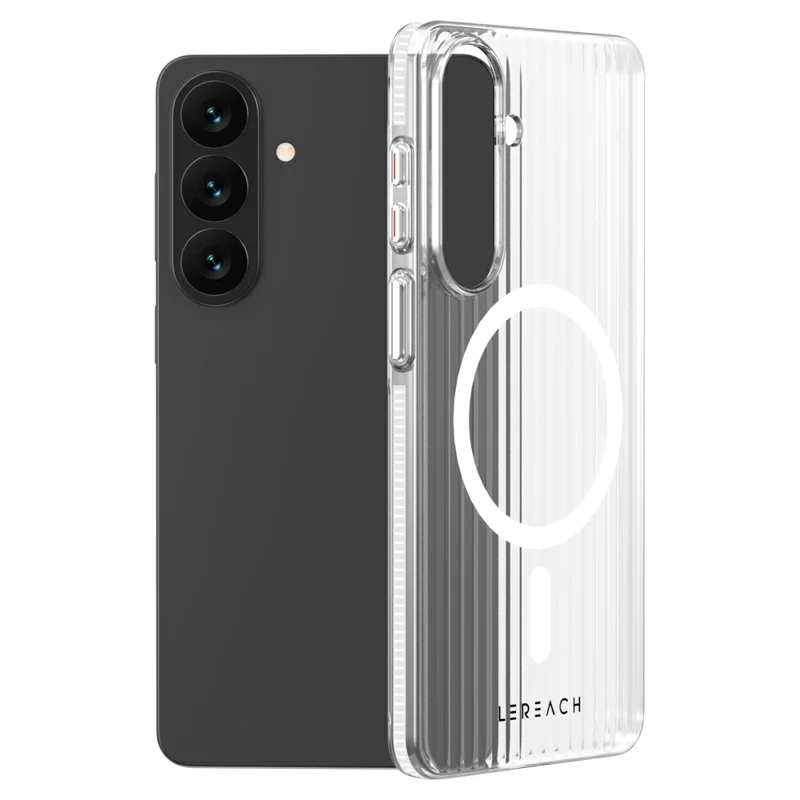 LEREACH TOC Series for Samsung Galaxy S26 / S26 Pro Magnetic Case Flowing Grid PC Phone Cover - White