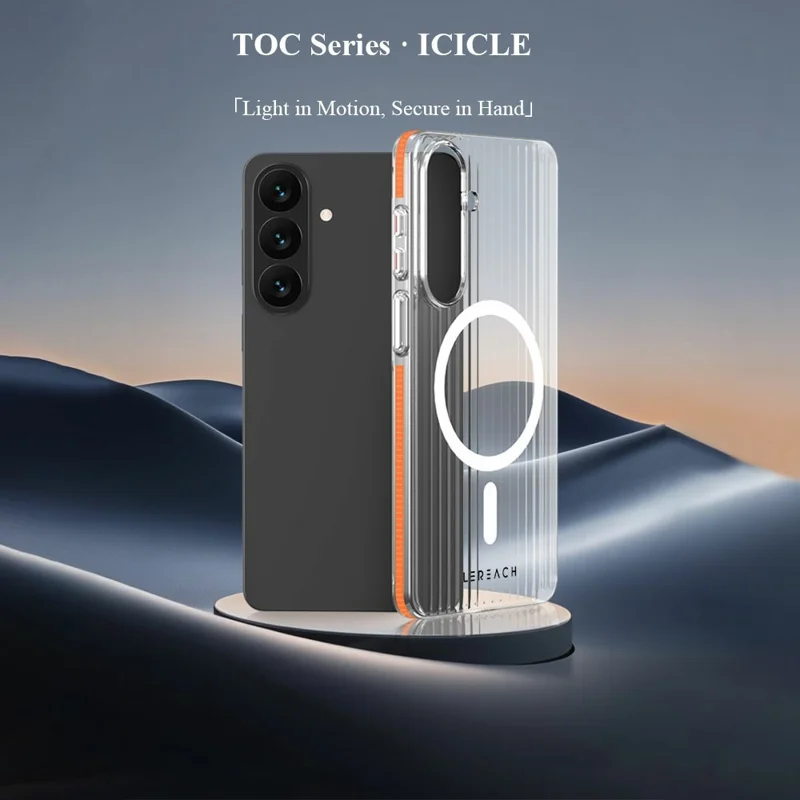 LEREACH TOC Series for Samsung Galaxy S26 / S26 Pro Magnetic Case Flowing Grid PC Phone Cover - White