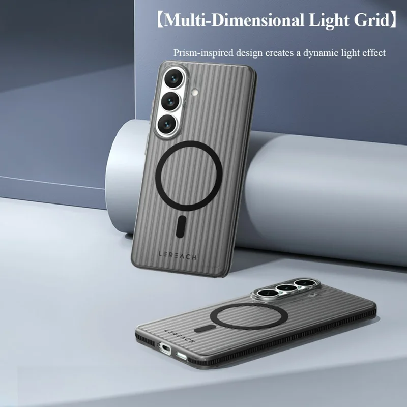 LEREACH TOC Series for Samsung Galaxy S26 / S26 Pro Magnetic Case Flowing Grid PC Phone Cover - White