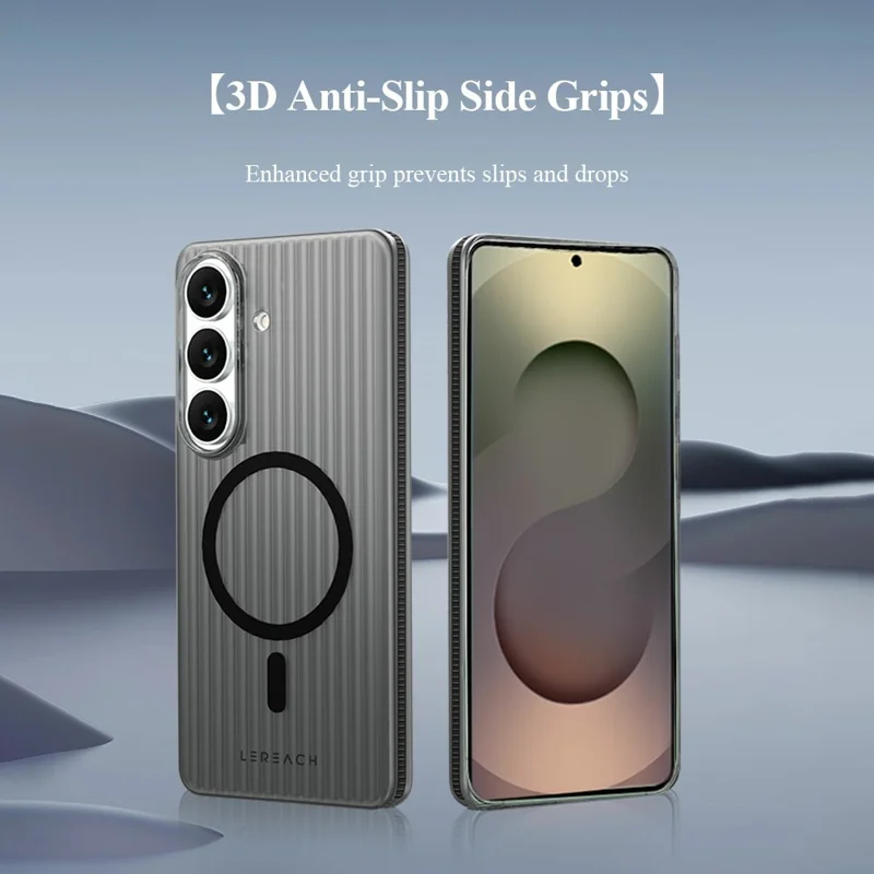 LEREACH TOC Series for Samsung Galaxy S26 / S26 Pro Magnetic Case Flowing Grid PC Phone Cover - White