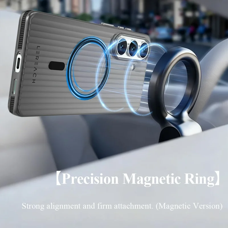 LEREACH TOC Series for Samsung Galaxy S26 / S26 Pro Magnetic Case Flowing Grid PC Phone Cover - White