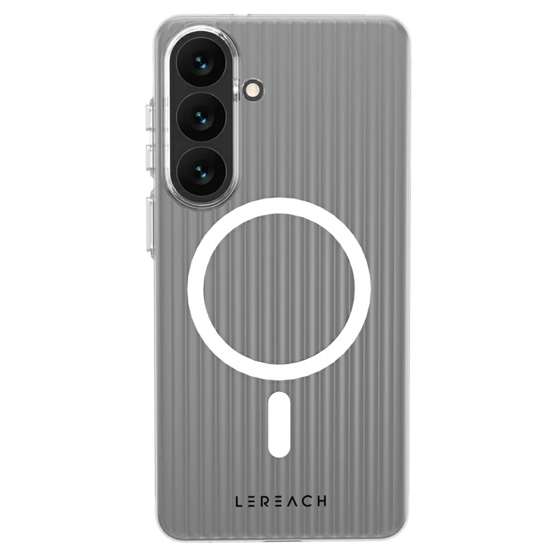 LEREACH TOC Series for Samsung Galaxy S26+ Magnetic Case Flowing Grid PC Phone Cover - White