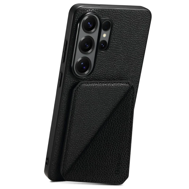 DENIOR D29 For Samsung Galaxy S26 Ultra Magnetic Case Leather Back Phone Cover with Detachable Card Holder - Black