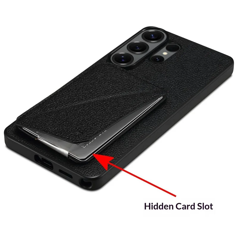 DENIOR D29 For Samsung Galaxy S26 Ultra Magnetic Case Leather Back Phone Cover with Detachable Card Holder - Black