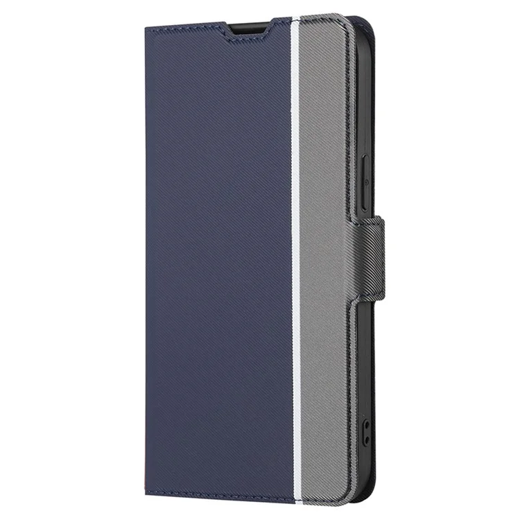 Для Samsung Galaxy A04s 4G (164,7 x 76,7 x 9,1 мм) Twill Texture Card Holder Phone Case PU Leather Dual Magnet Clasp Stand Cover - Синий