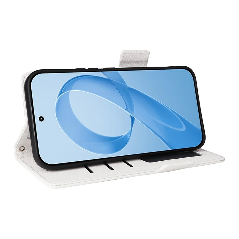 For Xiaomi Poco F8 Ultra / Redmi K90 Pro Max 5G Case Litchi Texture Wallet Leather Phone Cover with Wrist Strap - White