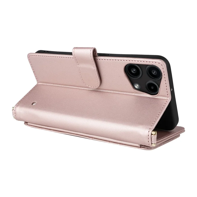 For Nothing Phone (3a) Lite 5G Leather Case Stand Wallet Phone Cover with Shoulder / Wrist Strap - Pink