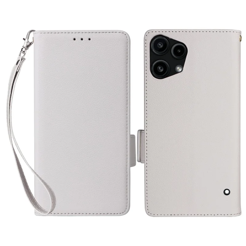 For Nothing Phone (3a) Lite 5G Case Litchi Texture Wallet Leather Phone Cover with Wrist Strap - White