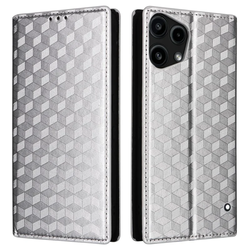 For Nothing Phone (3a) Lite 5G Case Wallet Rhombus Imprinted PU Leather Phone Cover - Silver