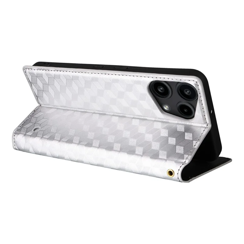 For Nothing Phone (3a) Lite 5G Case Wallet Rhombus Imprinted PU Leather Phone Cover - Silver