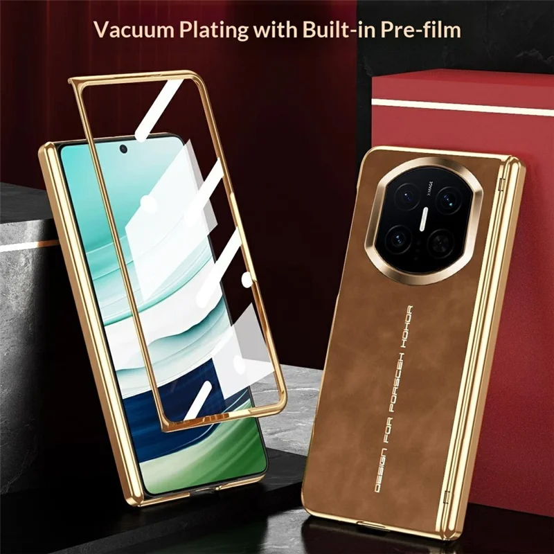 For Huawei Mate X7 Case PU Leather + PC Phone Cover with Tempered Glass Screen Film - White