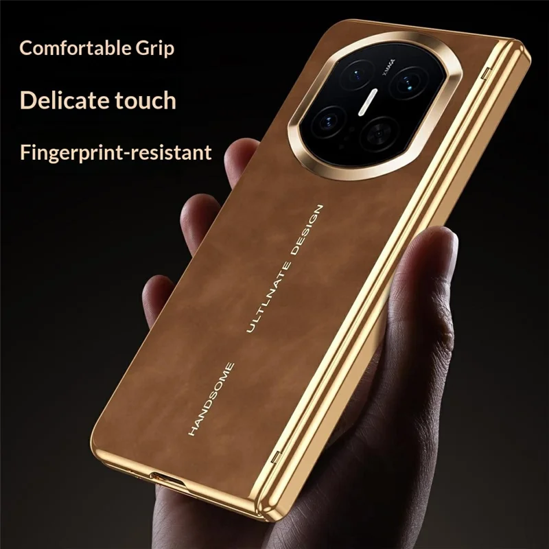 For Huawei Mate X7 Case PU Leather + PC Phone Cover with Tempered Glass Screen Film - White