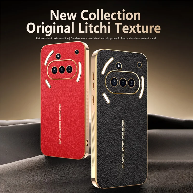 For Nothing Phone (3a) Case Anti Scratch Litchi Texture TPU Leather PU Phone Back Cover - Black