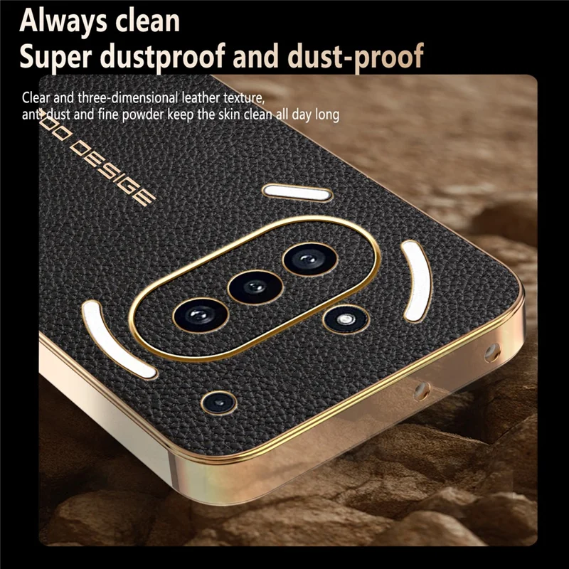 For Nothing Phone (3a) Case Anti Scratch Litchi Texture TPU Leather PU Phone Back Cover - Black