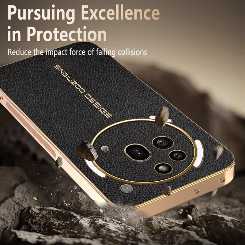 For Nothing Phone (3a) Pro Case Anti Scratch Litchi Texture TPU Leather PU Phone Back Cover - Black