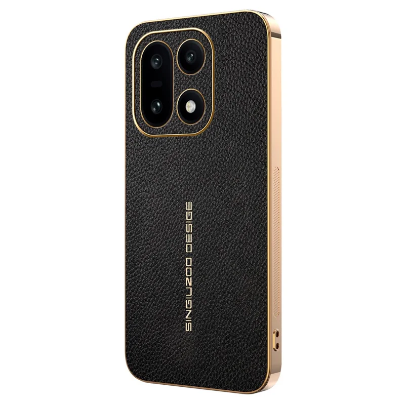 Voor OnePlus 15 5G Hoesje Anti Kras Litchi Structuur TPU Leer PU Telefoon Achterkant - Zwart