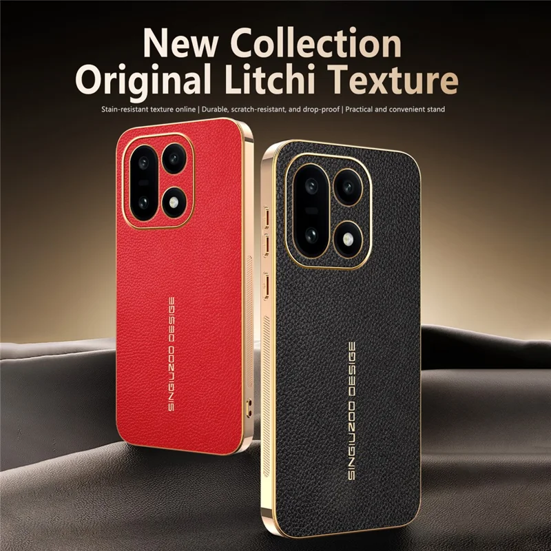 Voor OnePlus 15 5G Hoesje Anti Kras Litchi Structuur TPU Leer PU Telefoon Achterkant - Zwart