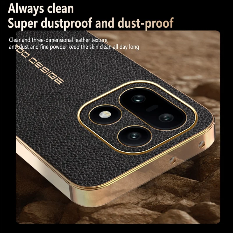 Voor OnePlus 15 5G Hoesje Anti Kras Litchi Structuur TPU Leer PU Telefoon Achterkant - Zwart