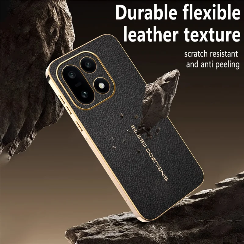 Voor OnePlus 15 5G Hoesje Anti Kras Litchi Structuur TPU Leer PU Telefoon Achterkant - Zwart