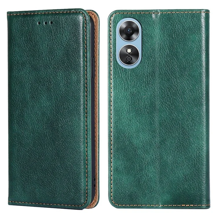Custodia portafoglio magnetica in pelle PU per Oppo A17 4G, custodia protettiva per telefono con supporto - verde