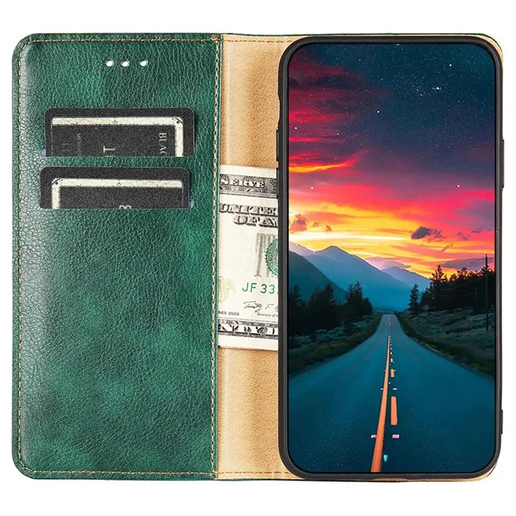 Custodia portafoglio magnetica in pelle PU per Oppo A17 4G, custodia protettiva per telefono con supporto - verde