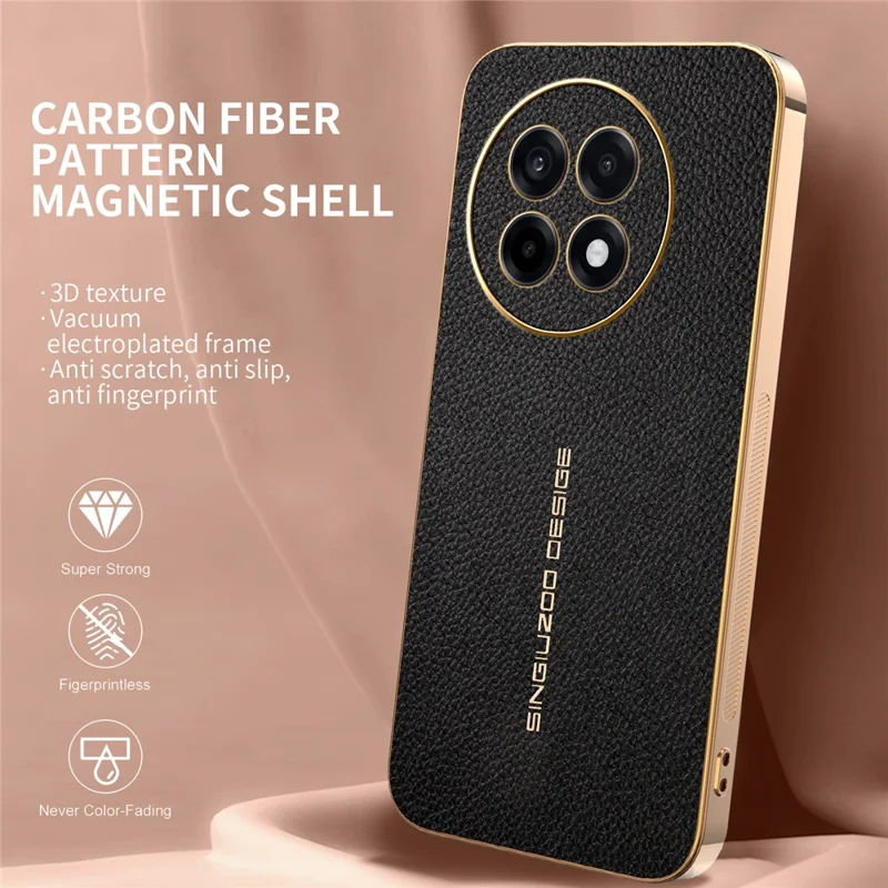 Capa para Telemóvel OnePlus 13R 5G / Ace 5 5G / Ace 5 Pro 5G Anti-Risco Textura Litchi TPU Pele PU Capa Traseira - Preto