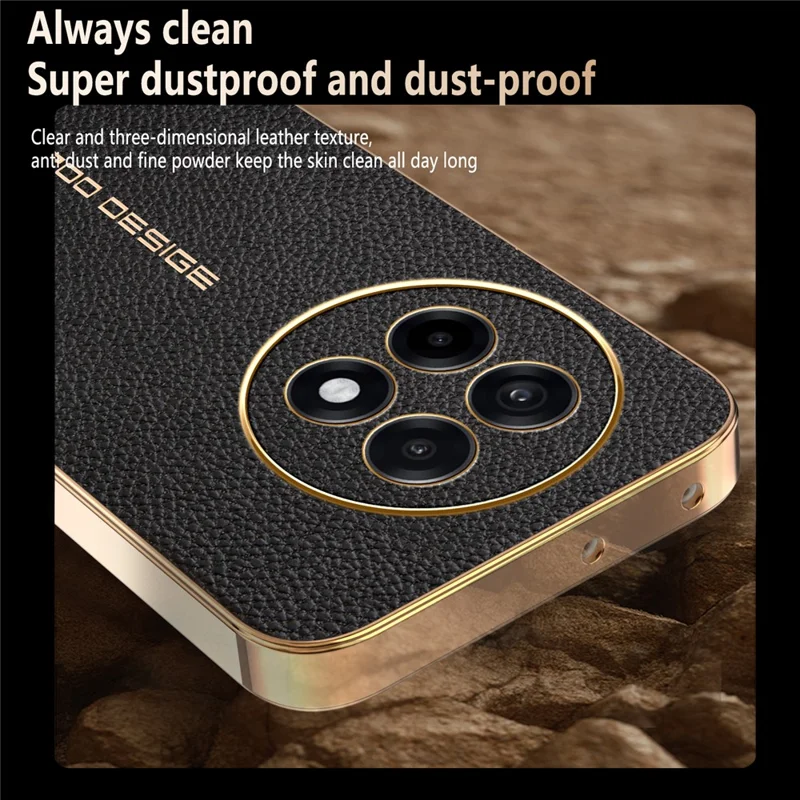 Capa para Telemóvel OnePlus 13R 5G / Ace 5 5G / Ace 5 Pro 5G Anti-Risco Textura Litchi TPU Pele PU Capa Traseira - Preto