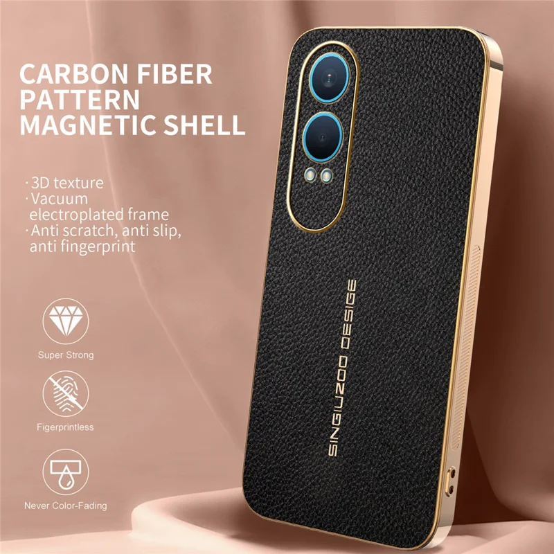 Чехол для OnePlus Nord CE4 Lite 5G, устойчивый к царапинам, с текстурой кожи аллигатора, задняя панель из термополиуретана и искусственной кожи — черный