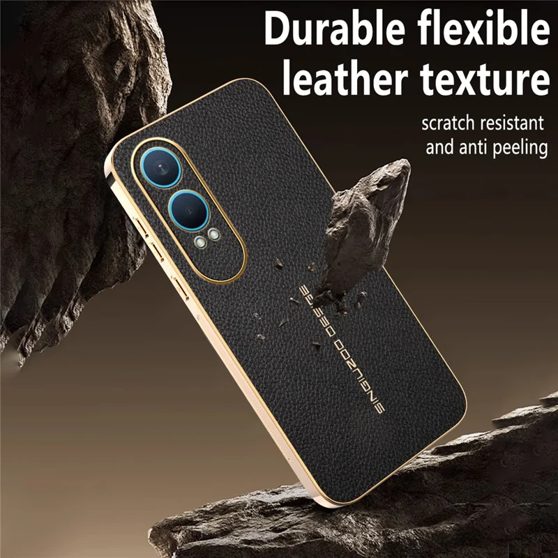 Чехол для OnePlus Nord CE4 Lite 5G, устойчивый к царапинам, с текстурой кожи аллигатора, задняя панель из термополиуретана и искусственной кожи — черный