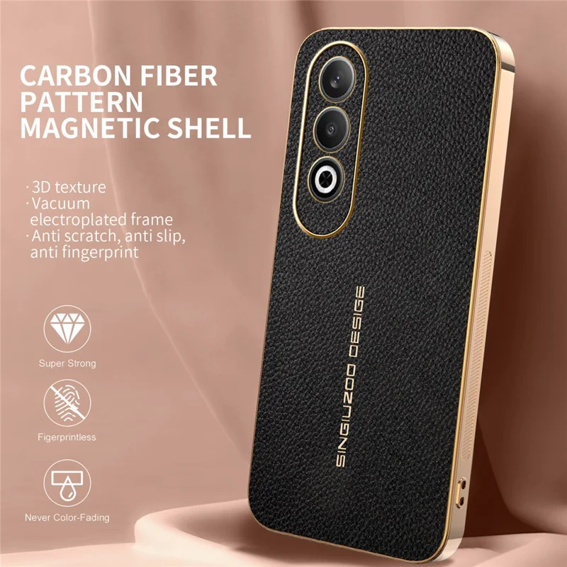 Für OnePlus Nord CE4 5G Hülle Anti-Scratch Leder-Optik TPU Leder PU Handy-Rückseite - Schwarz