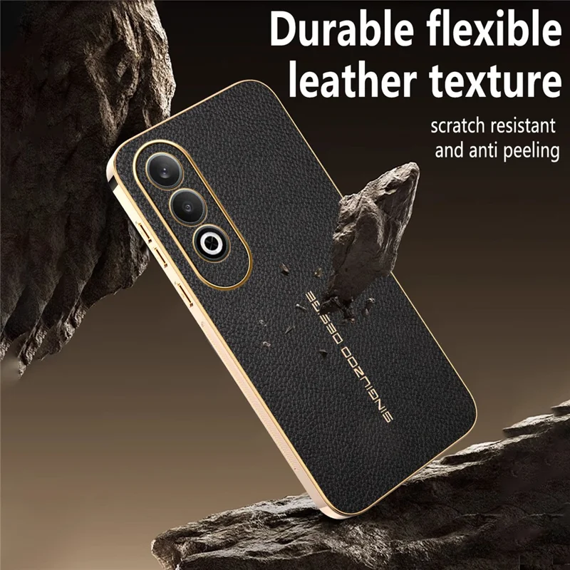 Für OnePlus Nord CE4 5G Hülle Anti-Scratch Leder-Optik TPU Leder PU Handy-Rückseite - Schwarz