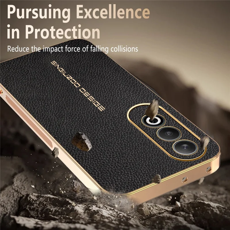 Für OnePlus Nord CE4 5G Hülle Anti-Scratch Leder-Optik TPU Leder PU Handy-Rückseite - Schwarz