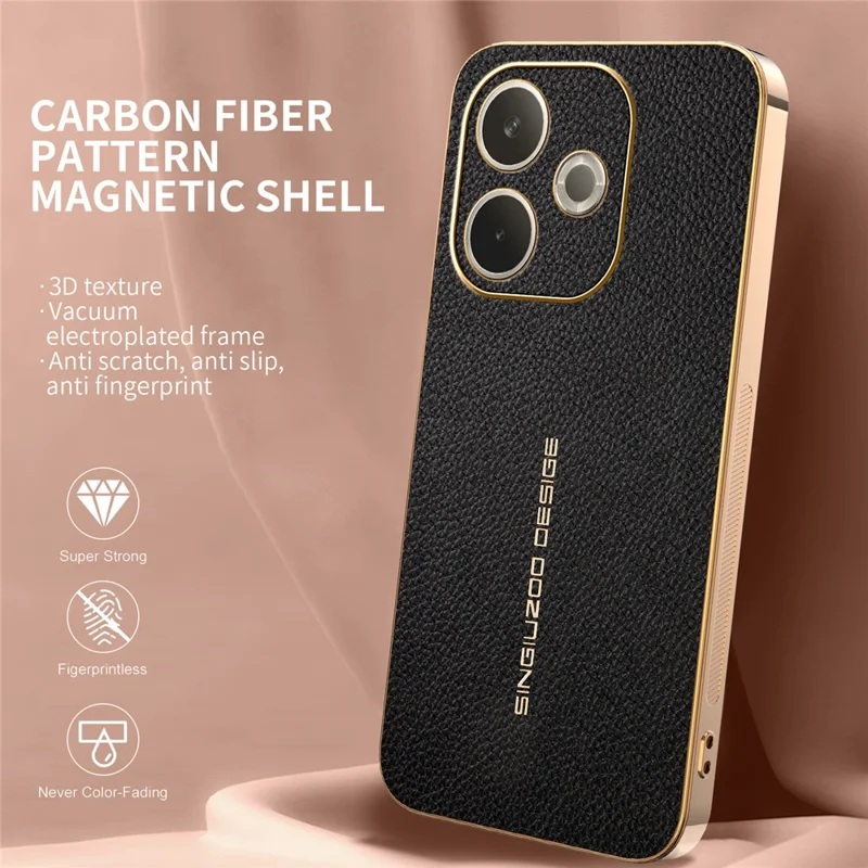 Phone Case For Oppo A5 Pro 5G (Global)  /  A5 Pro 4G (Global)  /  A5 Energy 5G (China) Anti Scratch Litchi Texture TPU Leather PU Phone Back Cover - Black