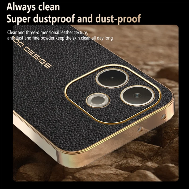 Phone Case For Oppo A5 Pro 5G (Global)  /  A5 Pro 4G (Global)  /  A5 Energy 5G (China) Anti Scratch Litchi Texture TPU Leather PU Phone Back Cover - Black