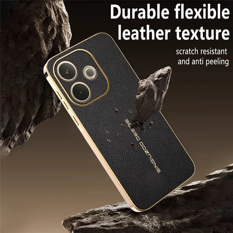 Phone Case For Oppo A5 Pro 5G (Global)  /  A5 Pro 4G (Global)  /  A5 Energy 5G (China) Anti Scratch Litchi Texture TPU Leather PU Phone Back Cover - Black