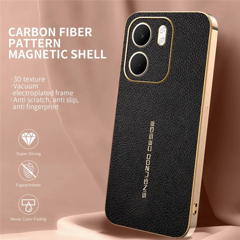 Funda para teléfono Oppo A5x 4G / A5x 5G antirayaduras con textura de piel de cocodrilo TPU cuero PU funda trasera - Negro