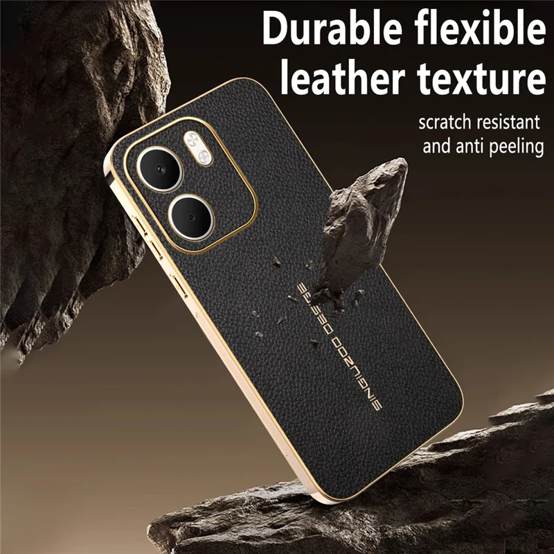 Funda para teléfono Oppo A5x 4G / A5x 5G antirayaduras con textura de piel de cocodrilo TPU cuero PU funda trasera - Negro