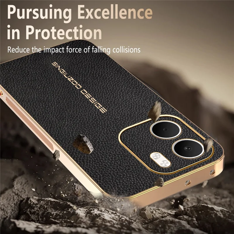 Funda para teléfono Oppo A5x 4G / A5x 5G antirayaduras con textura de piel de cocodrilo TPU cuero PU funda trasera - Negro